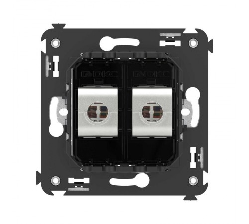 Компьютерная розетка RJ-45 без шторки в стену, кат.5e двойная экранированная, "Avanti", "Черный квадрат"  4402764  DKC