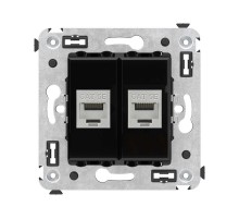 Компьютерная розетка RJ-45 без шторки в стену, кат.5e двойная экранированная, "Avanti", "Черный квадрат"  4402764  DKC