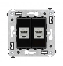 Компьютерная розетка RJ-45 без шторки в стену, кат.5e двойная экранированная, "Avanti", "Черный квадрат"  4402764  DKC