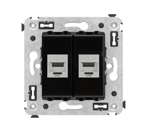 Компьютерная розетка RJ-45 без шторки в стену, кат.5e двойная экранированная, "Avanti", "Черный квадрат"  4402764  DKC