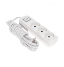 Удлинитель PREMIUM 3 гнезда, 3м, 3х1,5мм, с/з, с выключателем, белый  13-4104  REXANT