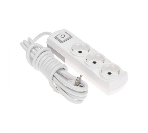 Удлинитель PREMIUM 3 гнезда, 3м, 3х1,5мм, с/з, с выключателем, белый  13-4104  REXANT