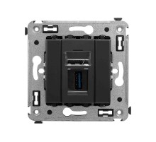 USB 3.0 розетка одинарная в стену, тип А-А, "Avanti", "Черный матовый"  4412303  DKC