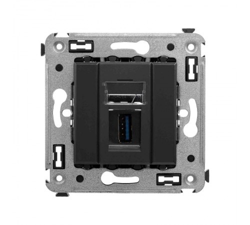 USB 3.0 розетка одинарная в стену, тип А-А, "Avanti", "Черный матовый"  4412303  DKC