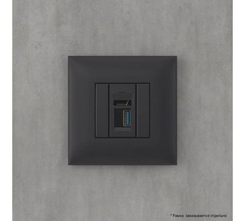 USB 3.0 розетка одинарная в стену, тип А-А, "Avanti", "Черный матовый"  4412303  DKC