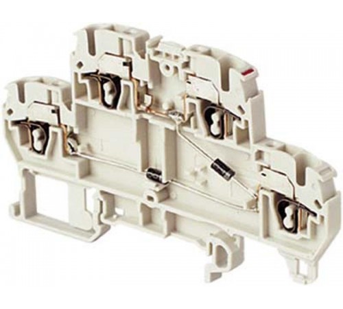 Клемма D2,5/5.DE2.D2.L 2-уровневая, 2 диода 250В, 1А, катод соединен с нижним уровнем, пруж. 2.5мм.кв.  1SNA290188R0400  TE