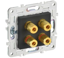 SKANDY Аудиорозетка 4-местная SK-A01G графит  SK-S40-K53  IEK