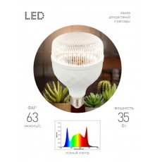 Фитолампа для растений светодиодная  GREEN LINE ФИТО-35W-PFR-E27-GR полного спектра 35 Вт Е27  Б0064576  ЭРА