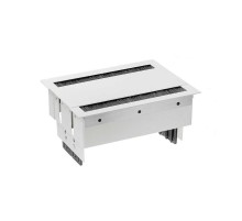 Двухсторонний врезной x8 розеточный блок, щетка, 6x2P+E, 4xRJ45, белый, S400  46403020-130  Simon