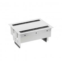 Simon S400 Двухсторонний Врезной розеточный блок с крышкой, ввод щетка, 2x2P+E, 6 пустых модулей, белый, S400  46401000-130  Simon