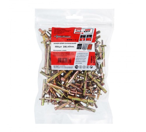 Анкер-клин М6х40 (100 шт) - пакет ( 1,06 кг)  112842  Tech-KREP