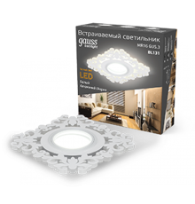 Светильник точечный встраиваемый Backlight BL131 Квадрат/узор. Белый, Gu5.3, 3W, LED 3000K  BL131  Gauss