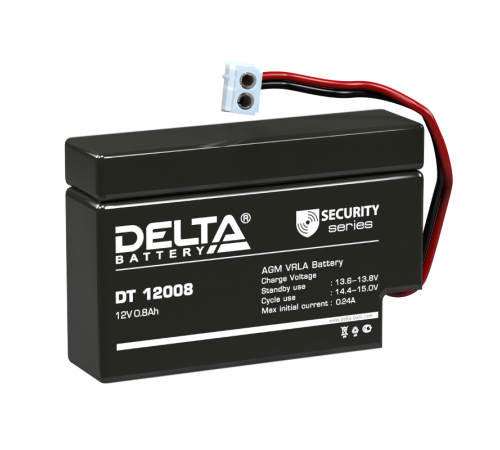 Аккумуляторная батарея ОПС серии DT 12008 (T9) 12В/0,8Ач  DT 12008 (T9)  DELTA
