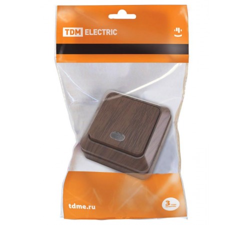 Переключатель на 2 направления 1-кл. открытой установки с подсветкой IP20 10А, бук "Ладога"   SQ1801-0032  TDM