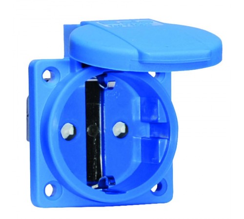 Розетка панельная Schuko фланец 50х50 Schuko IP54 QC 16A 250V синяя I 7109909-Bals I Bals