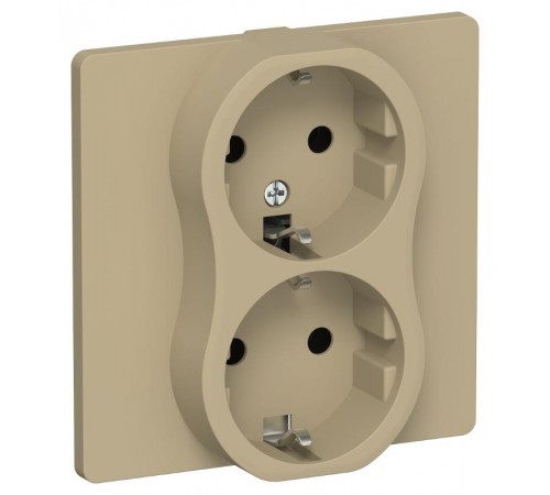 FLITE Розетка 2-ая с заземлением без шторок быстрозажимные клеммы 16А РС12-1-К-ФлХ хаки  FI-R21C-16-1-K59  IEK