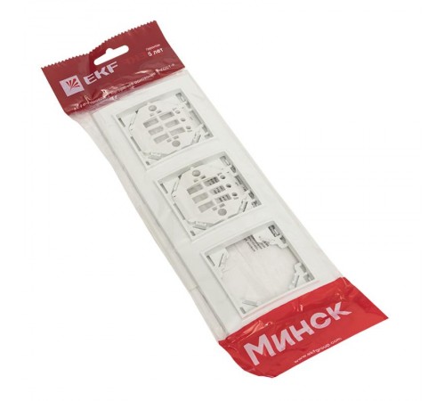 Минск Рамка 3-местная горизонтальная белая EKF  Basic  ERM-G-303-10  EKF