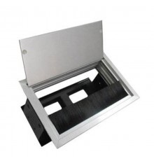 LUK/2AL Люк настольный встраиваемый на 2 поста (45х45мм) с крышкой, алюминий IP20  70042  Ecoplast