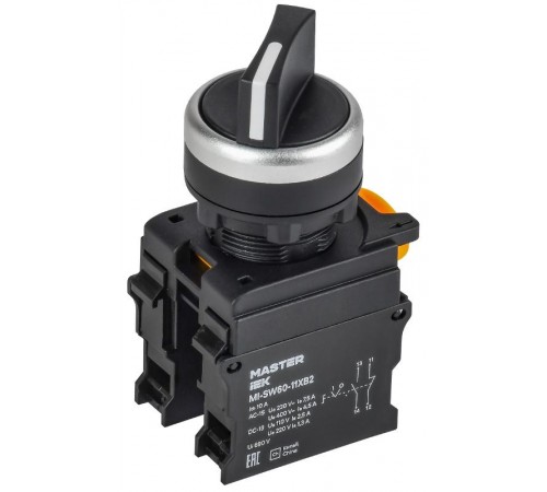 Переключатель длин. ручка 2 полож. 1NO+1NC чёрный MASTER  MI-SW60-11XB2-3-25-2-K02  IEK