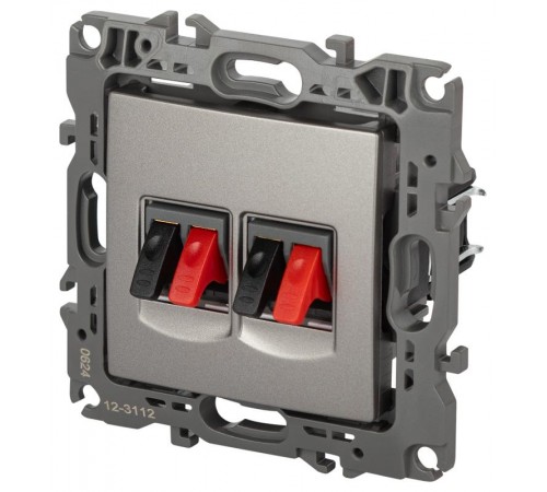 Розетка ЭРА Серия 12 12-3112-16 аудио двойная, титан   Б0065674  ЭРА