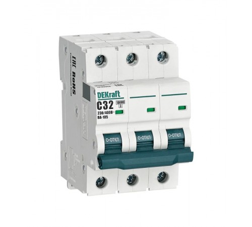Выключатель автоматический трехполюсный ВА-105 32А C 10кА  13180DEK  DEKraft