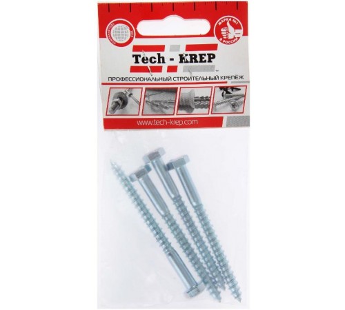 Болт DIN 571 сантехнический оцинк 6х70 (4 шт) - пакет ( 0,054 кг)  102583  Tech-KREP