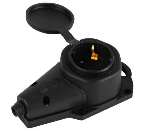 Колодка  KX-1e-B-IP44 каучуковая с заземлением 1 розетка 16A IP44 черная  Б0068402  ЭРА