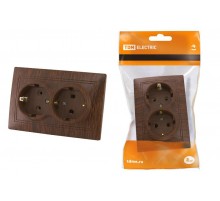 Розетка двойная 2П+З 16А 250В "ЭКО" (бук) "Таймыр"  SQ1814-0314  TDM