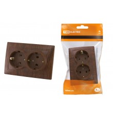 Розетка двойная 2П+З 16А 250В "ЭКО" (бук) "Таймыр"  SQ1814-0314  TDM