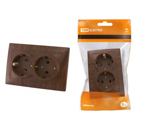 Розетка двойная 2П+З 16А 250В "ЭКО" (бук) "Таймыр"  SQ1814-0314  TDM