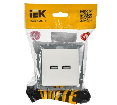 BRITE Розетка USB A+A 3,1А РЮ10-1-БрБ белый  BR-U21-D31-K01  IEK