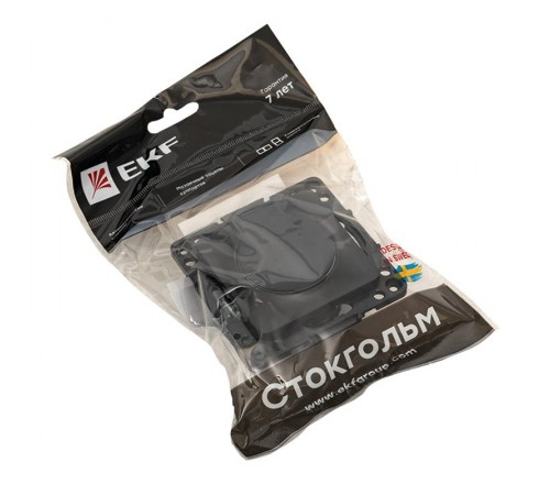 Стокгольм Механизм Розетки 1-местной с/з 16А черный с крышкой и защ. штор. IP44 EKF PROxima  EZR16-028-10-44  EKF