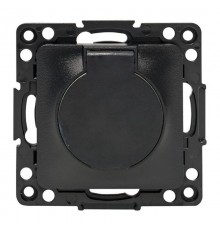 Стокгольм Механизм Розетки 1-местной с/з 16А черный с крышкой и защ. штор. IP44 EKF PROxima  EZR16-028-10-44  EKF