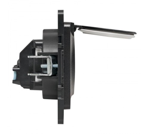 Стокгольм Механизм Розетки 1-местной с/з 16А черный с крышкой и защ. штор. IP44 EKF PROxima  EZR16-028-10-44  EKF