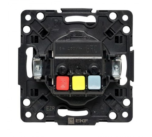 Стокгольм Механизм Розетки 1-местной с/з 16А черный с крышкой и защ. штор. IP44 EKF PROxima  EZR16-028-10-44  EKF