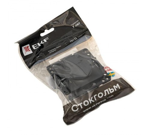 Стокгольм Механизм Розетки 1-местной с/з 16А черный с крышкой и защ. штор. IP44 EKF PROxima  EZR16-028-10-44  EKF