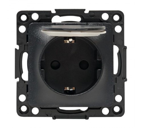 Стокгольм Механизм Розетки 1-местной с/з 16А черный с крышкой и защ. штор. IP44 EKF PROxima  EZR16-028-10-44  EKF