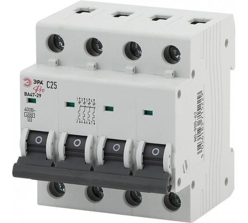 Выключатель автоматический четырехполюсный Pro NO-900-62 ВА47-29 4P 25А кривая C  Б0031783  ЭРА
