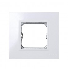 Simon 27 Рамка базовая с вырезом под декоративные вставки, 1 пост, 85х91мм, (+суппорт), S27 Play, белый  2701610-030  Simon