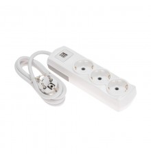 Удлинитель PREMIUM 3 гнезда, 1,5м, 3х1,5мм, с/з, 2 USB, белый  13-4109  REXANT