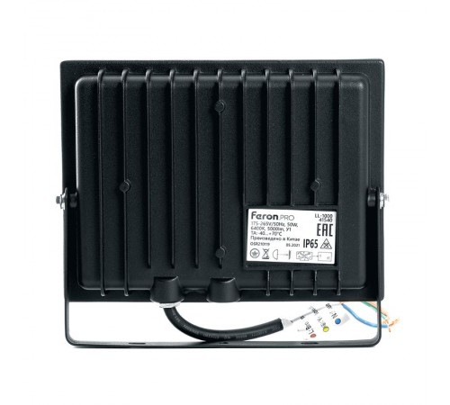 Прожектор светодиодный 50W 6400K IP65 AC175-265V/50Hz, черный, LL-1000  41540  FERON