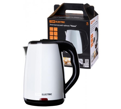 Электрический чайник "Ника", нержавеющая сталь / пластик, 1,8 л, 1800 Вт, белый,  SQ4001-0004  TDM