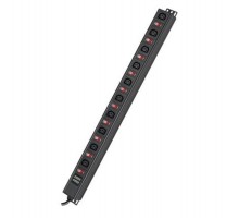 Блок распределения питания вертикальный для 19" шкафов, 10A10 Х С13,защита от перегрузки, индикатор тока, вх. разъём С1  R519IEC10SWCD  DKC