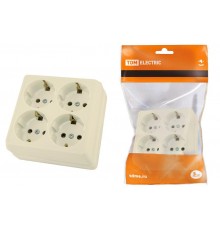 Розетка четырехместная 2П+3 открытой установки IP20 16A сл.кость "Ладога"  SQ1801-0222  TDM