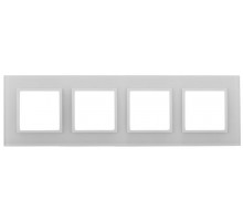Рамка для розеток и выключателей Elegance 14-5104-01 на 4 поста, стекло, Elegance, белый+белый  Б0059172  ЭРА