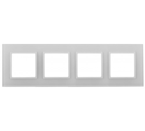 Рамка для розеток и выключателей Elegance 14-5104-01 на 4 поста, стекло, Elegance, белый+белый  Б0059172  ЭРА