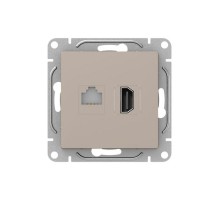 Механизм розетки HDMI+RJ45 (cat5), кремовый Эпика  UP1-SOI-HDMI-RJ45 EKF