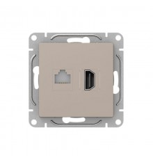 Механизм розетки HDMI+RJ45 (cat5), кремовый Эпика  UP1-SOI-HDMI-RJ45 EKF