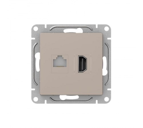 Механизм розетки HDMI+RJ45 (cat5), кремовый Эпика  UP1-SOI-HDMI-RJ45 EKF