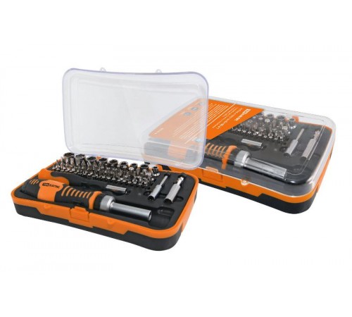 Набор две отвертки: реверсивная, и тонкая, в комплекте биты и головки, №4, 65 предметов "Алмаз"  SQ1019-0204  TDM